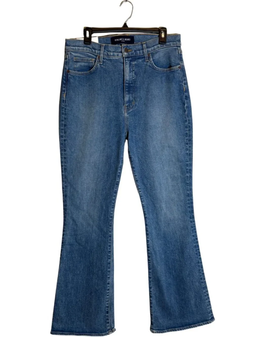 Veronica Beard Beverly Loafer High-Rise Skinny Flare Jeans Womens 32 Ripple Haze